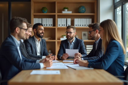 Groupe de professionnels en réunion de travail
