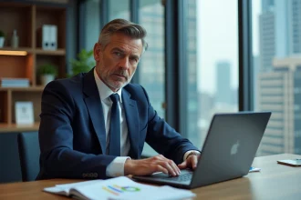 Homme d'affaires en costume dans un bureau moderne