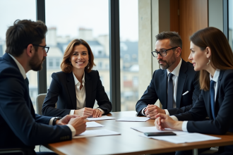 Groupe de professionnels en réunion à Paris