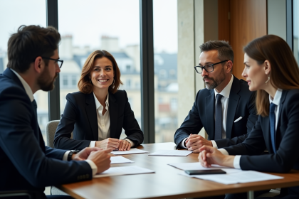 Groupe de professionnels en réunion à Paris